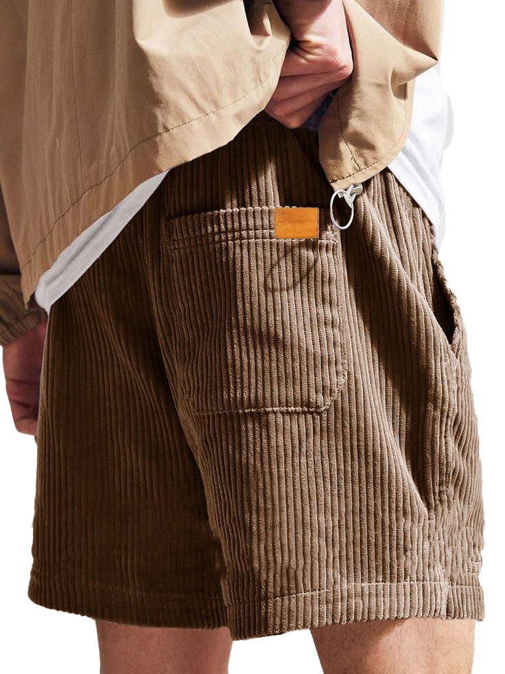 Men's Fashion Casual Corduroy Logo Embroidered Shorts