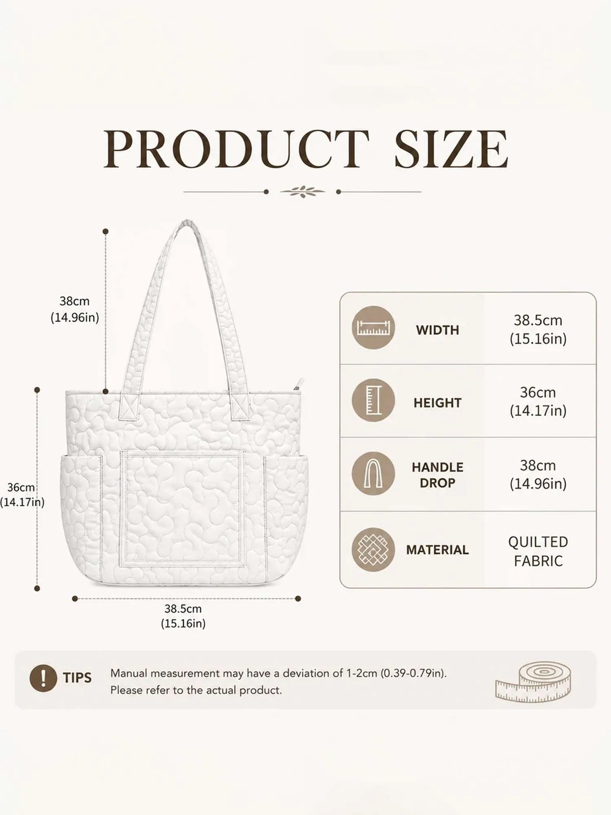 Bee Cozy Multiple Pockets Quilted Tote Bag
