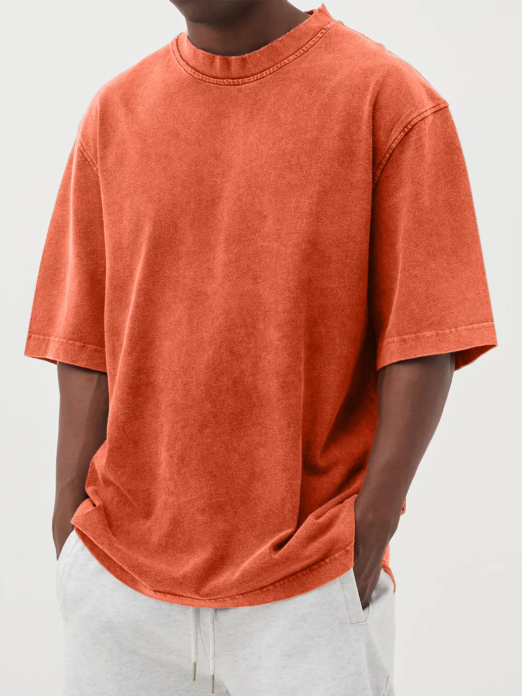 Men's Vintage Washed And Distressed Cotton T-shirt