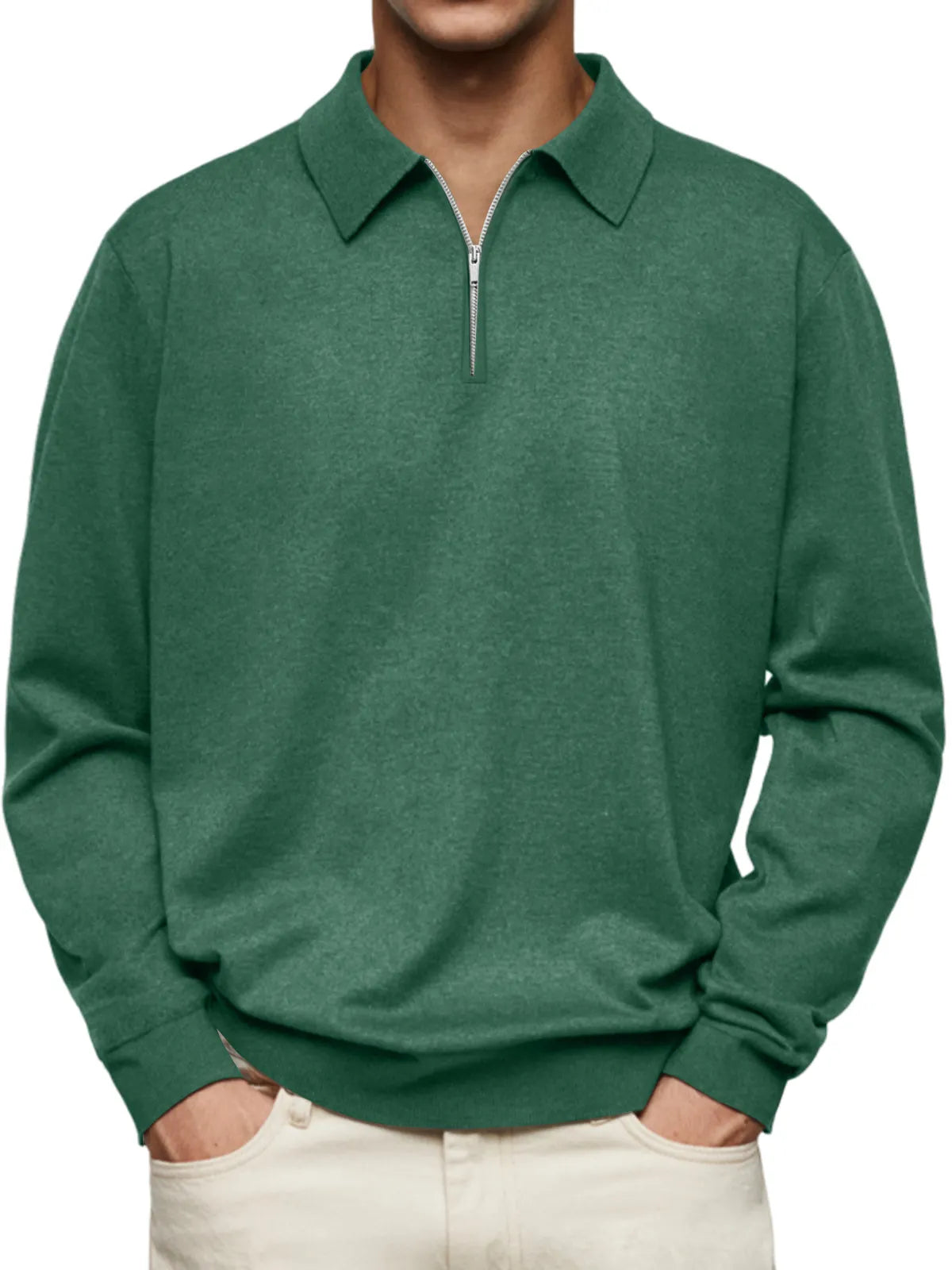 Men's Casual Fashion Lapel Zipper Solid Color Comfortable Sweatshirt