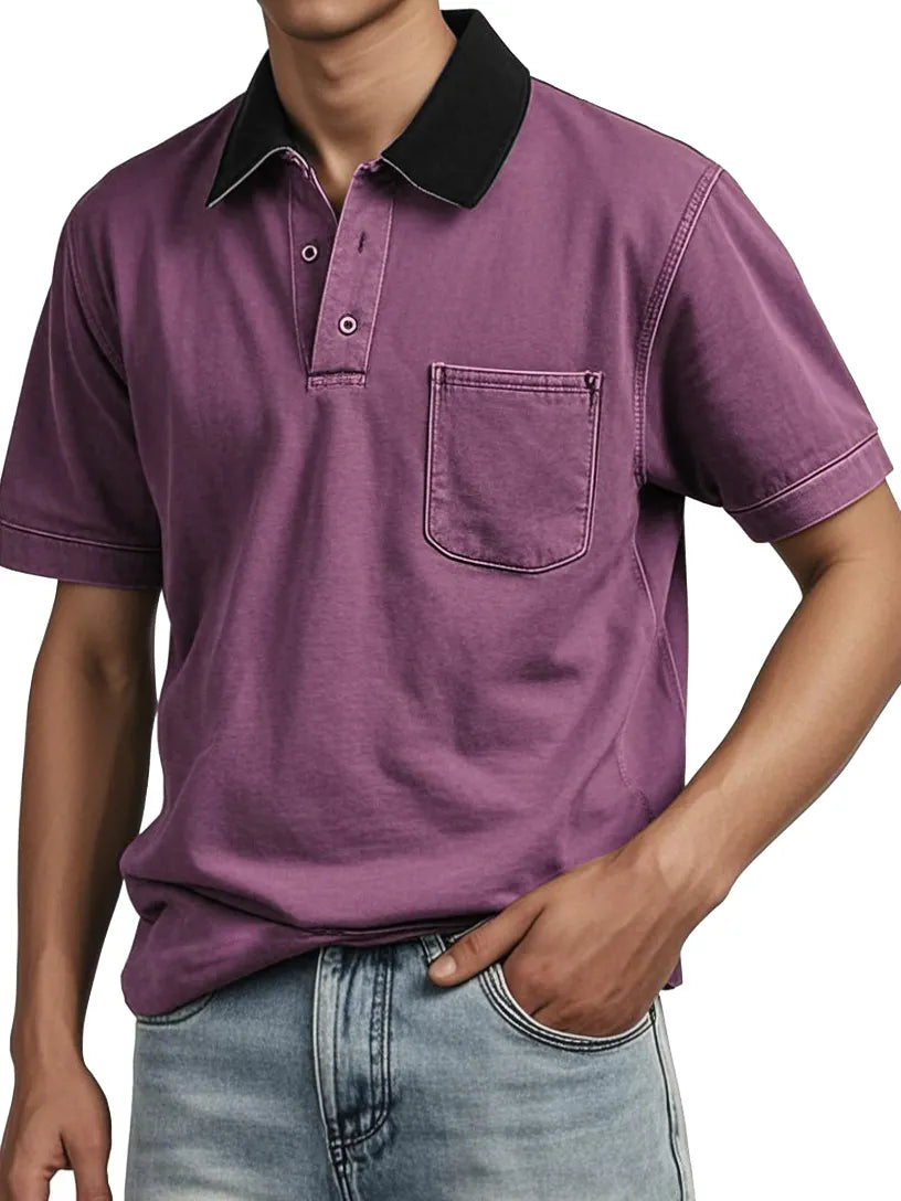 Men's Contrasting Detroit Lapel Workwear Polo
