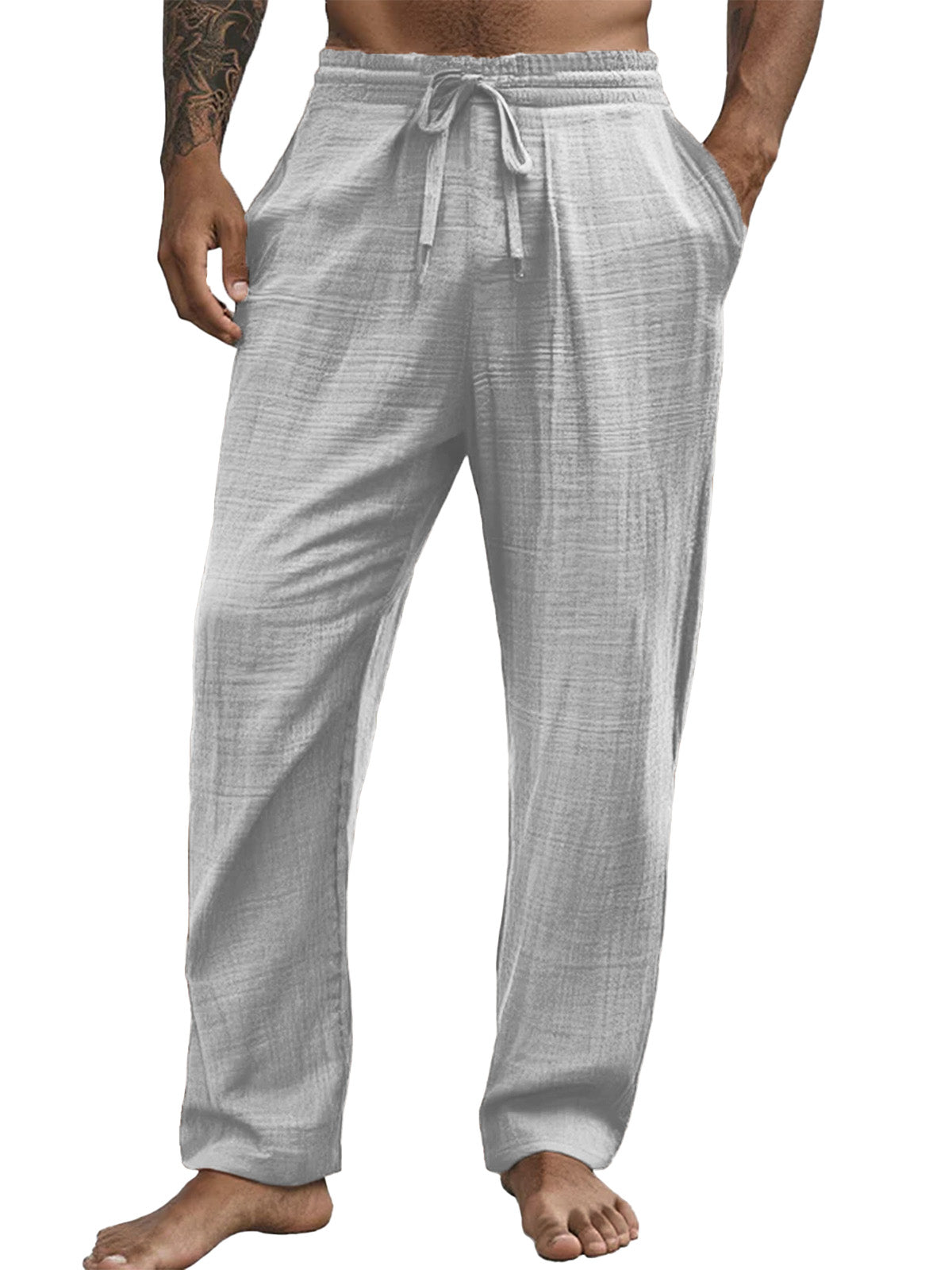 Men's Casual Hawaiian Comfortable Loose Solid Color Trousers