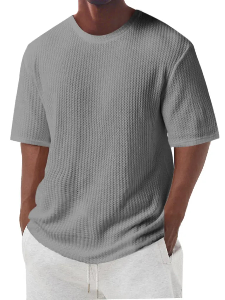 Men's Simple And Comfortable Texture Solid Color Short-sleeved T-shirt