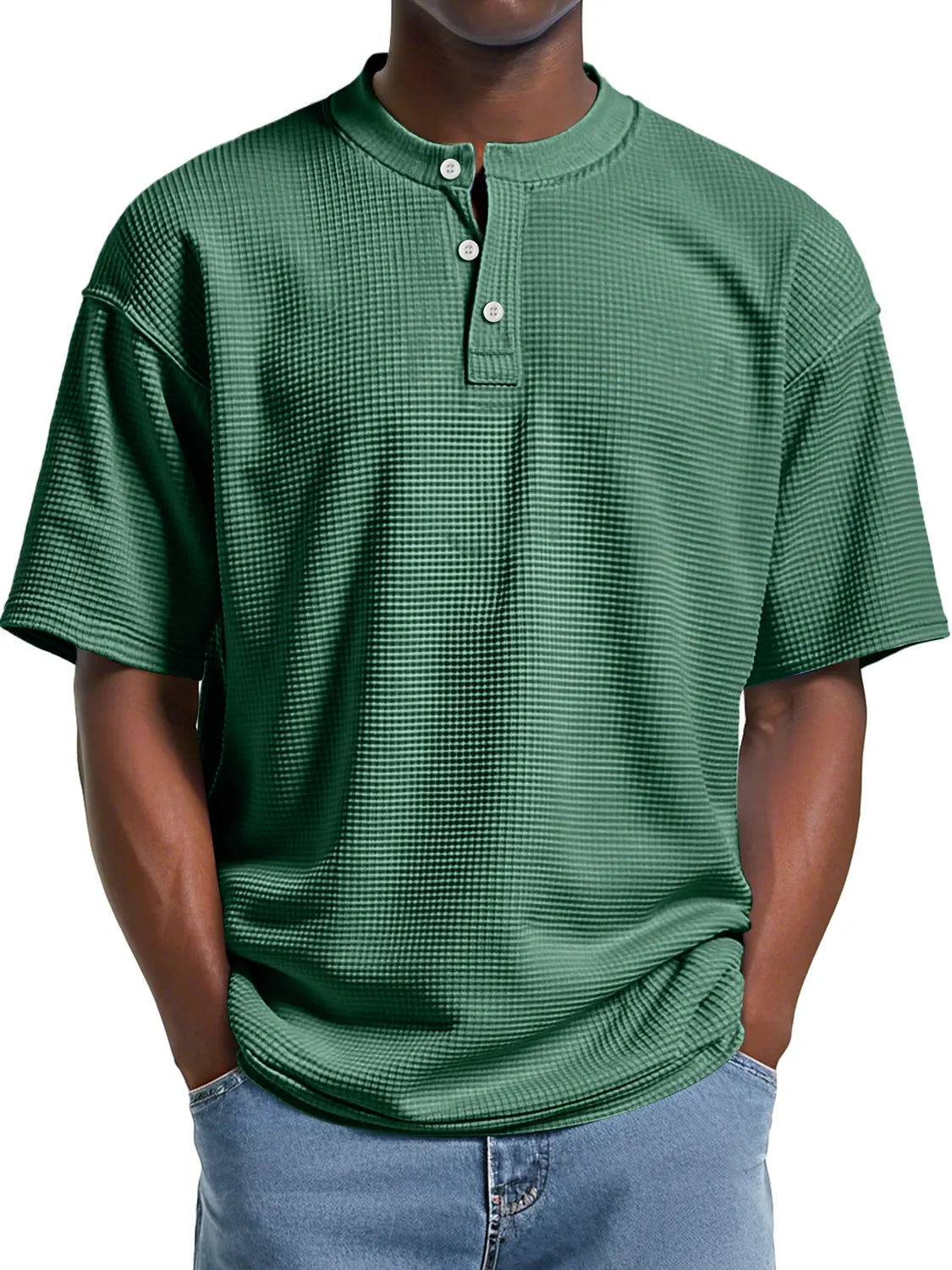 Men's Everyday Waffle Casual Comfort Short Sleeve Henley