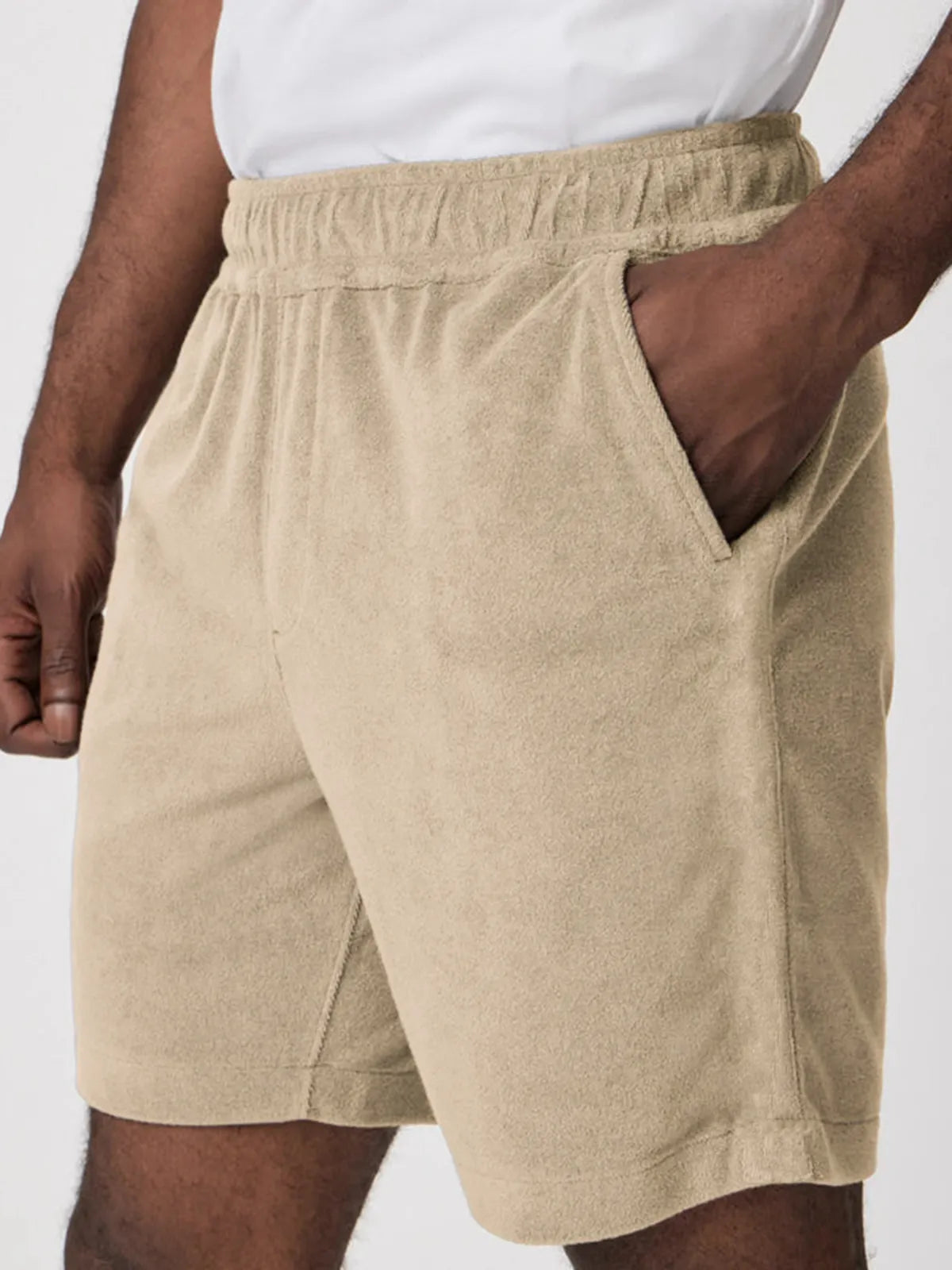 Men's Comfort Terry Casual Stretch Elastic Shorts with Side Pockets