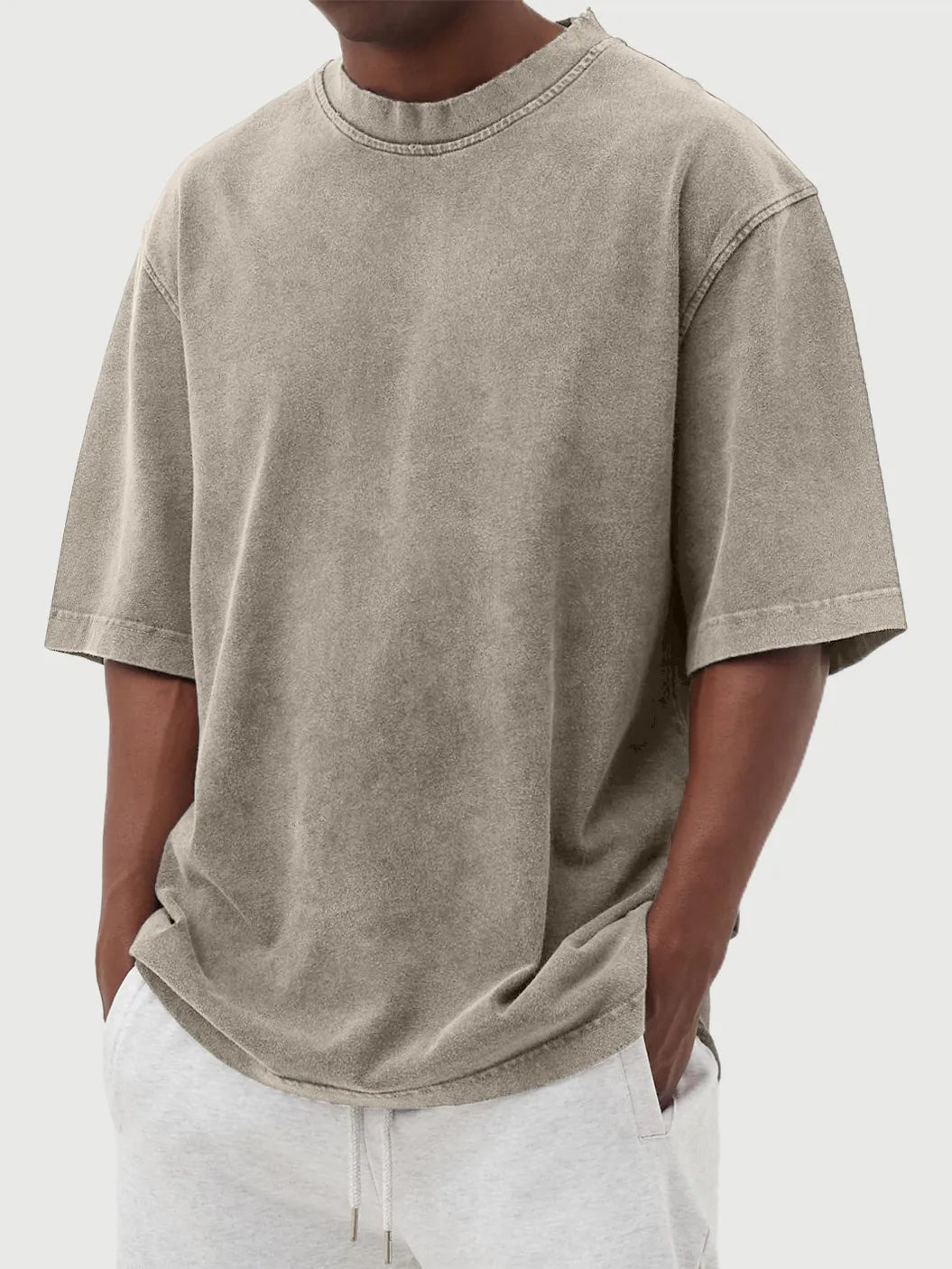 Men's Vintage Washed And Distressed Cotton T-shirt