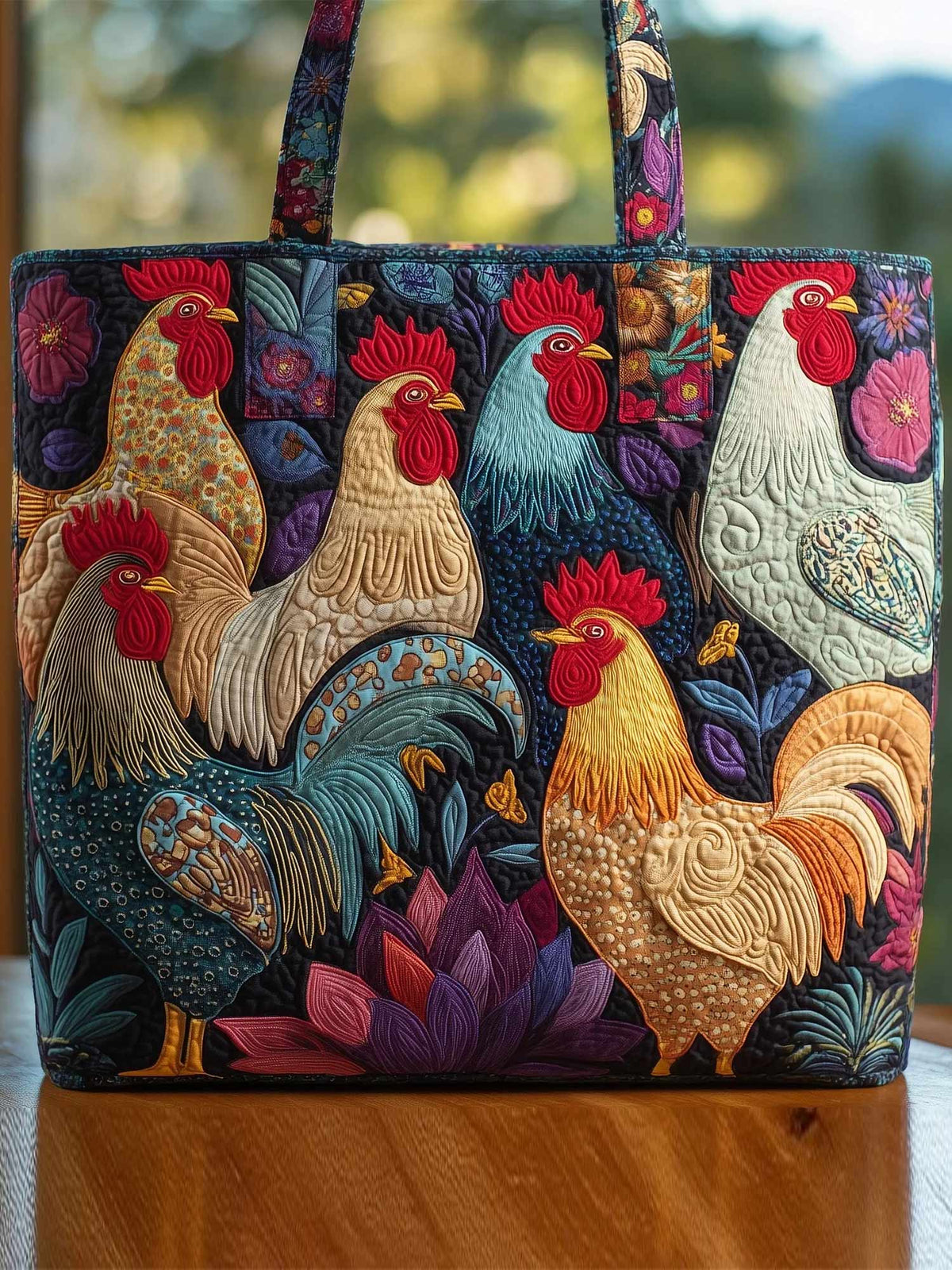 Rooster Quilted Tote Bag Style C