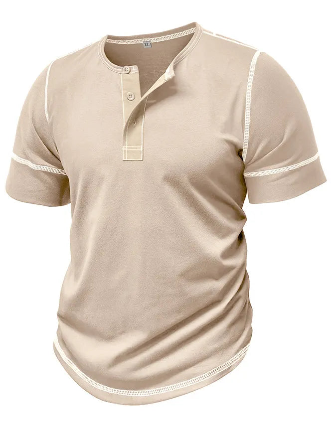 Men's Henry Elastic Cotton Daily Casual T-shirt