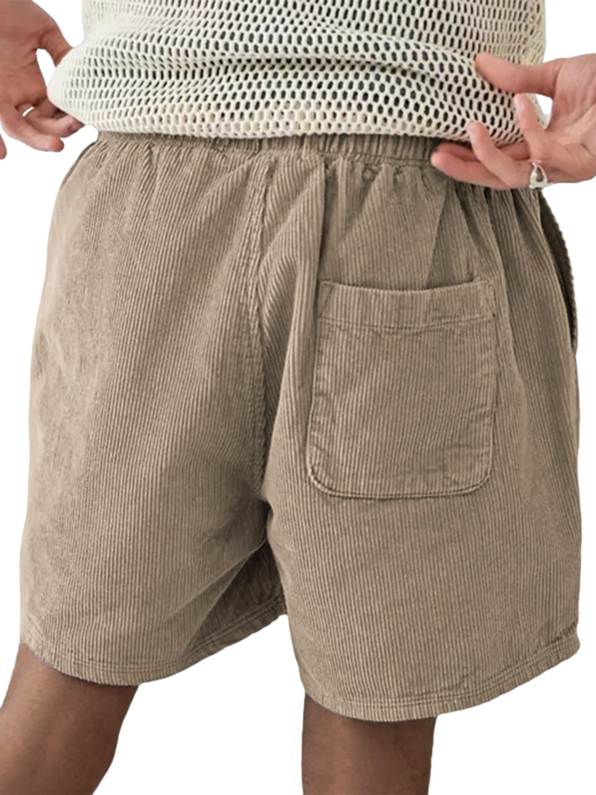 Men's Stylish Corduroy Utility Pocket Lace-up Drawstring Casual Shorts