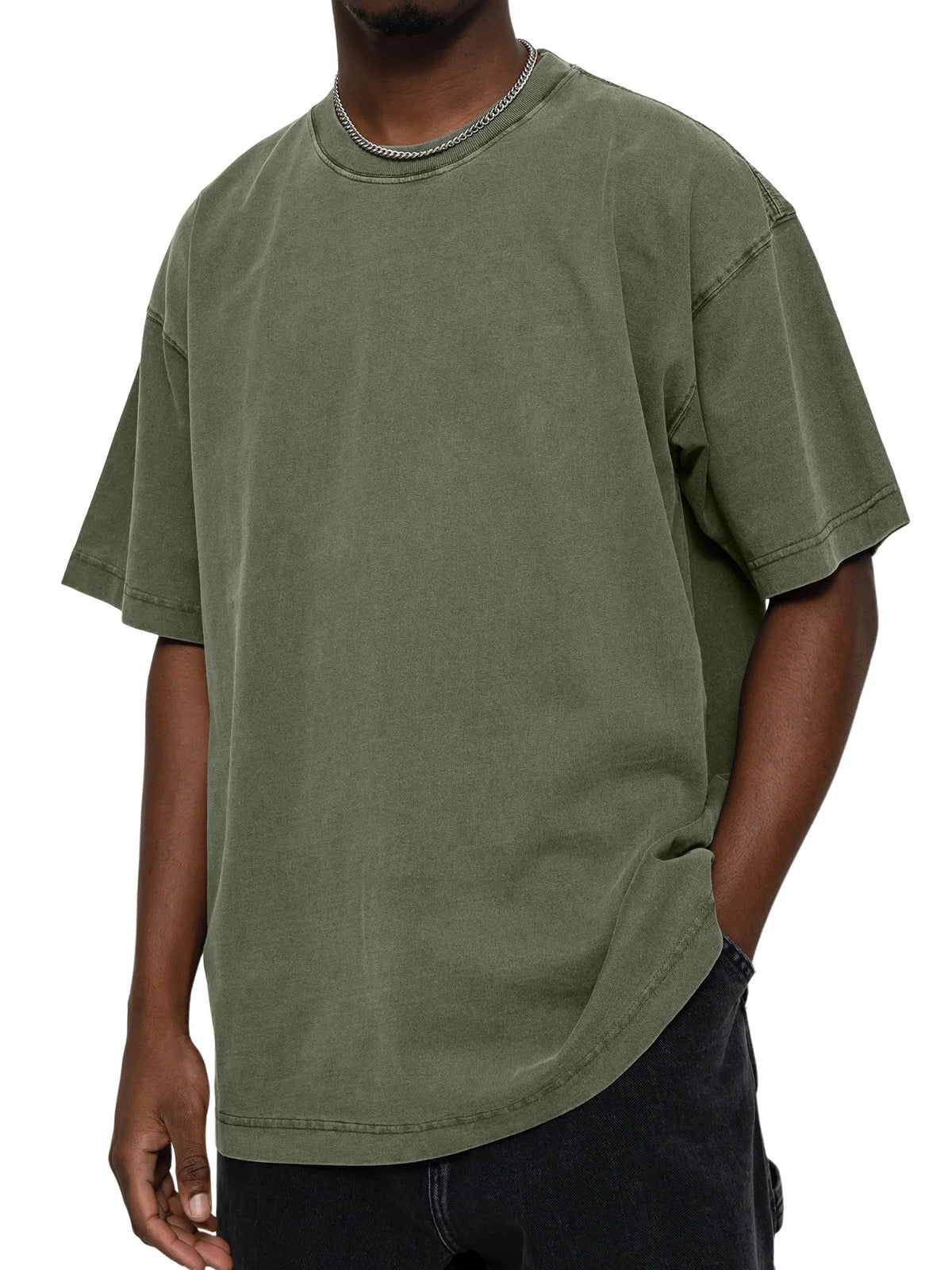 Men's 100% Cotton Vintage Washed Water Distressed Casual Round Neck T-shirt