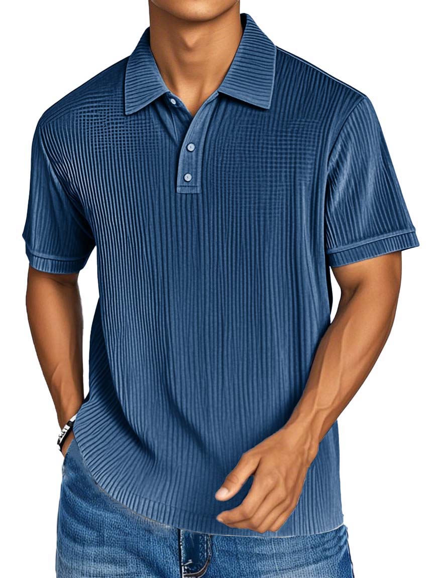 Men's Fashion Casual Textured Fabric Short-sleeved Polo Shirt