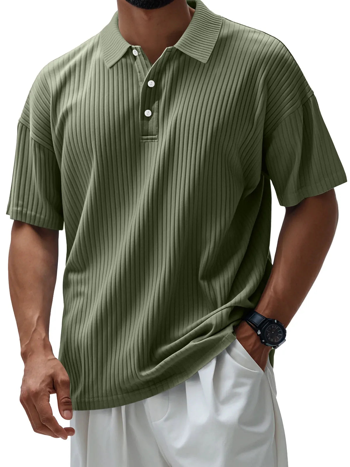 Men's Casual Pit Lapel Button Short Sleeve POLO Shirt
