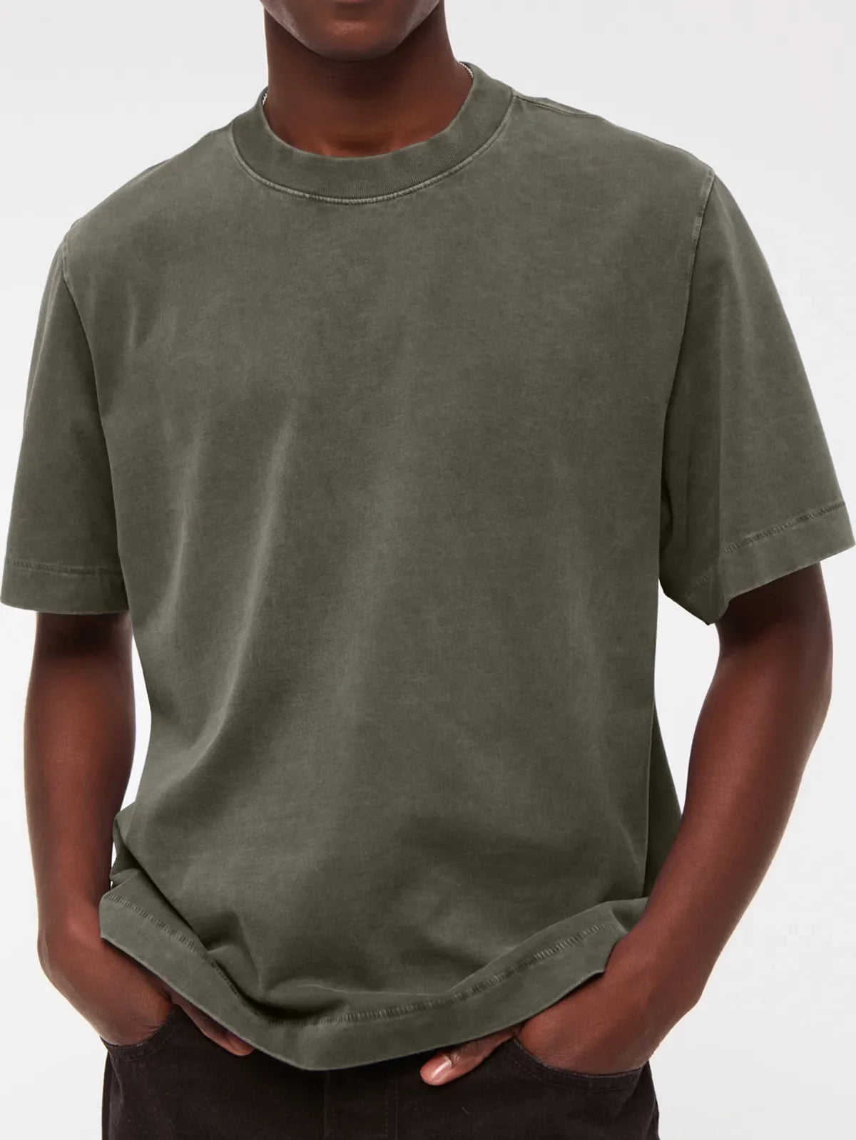 Men's 260g Pure Cotton Vintage Distressed Short-sleeved T-shirt