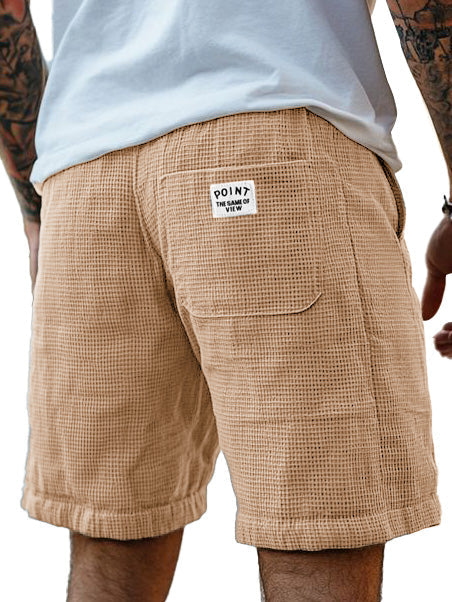 Men's Fashion Casual Waffle Fabric Logo Embroidered Shorts