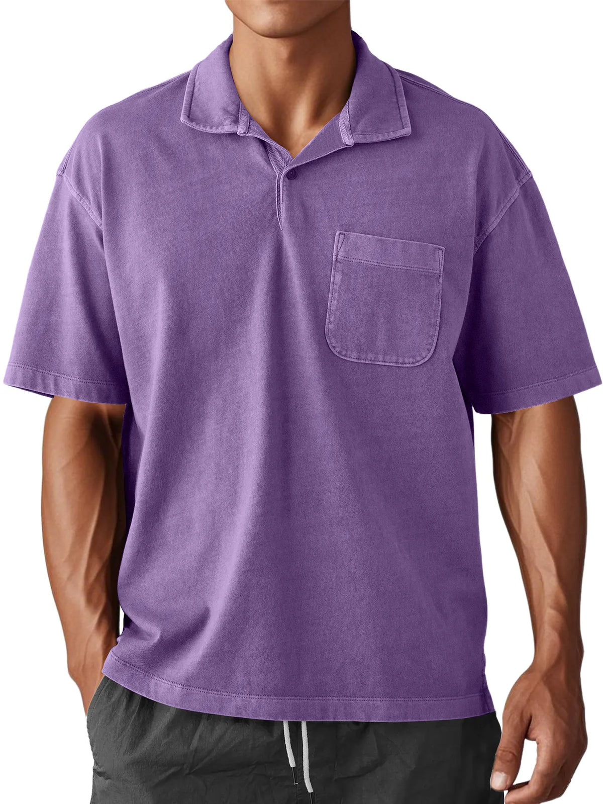Men's Stylish Retro Washed And Distressed Loose Daily Short-sleeved Polo Top