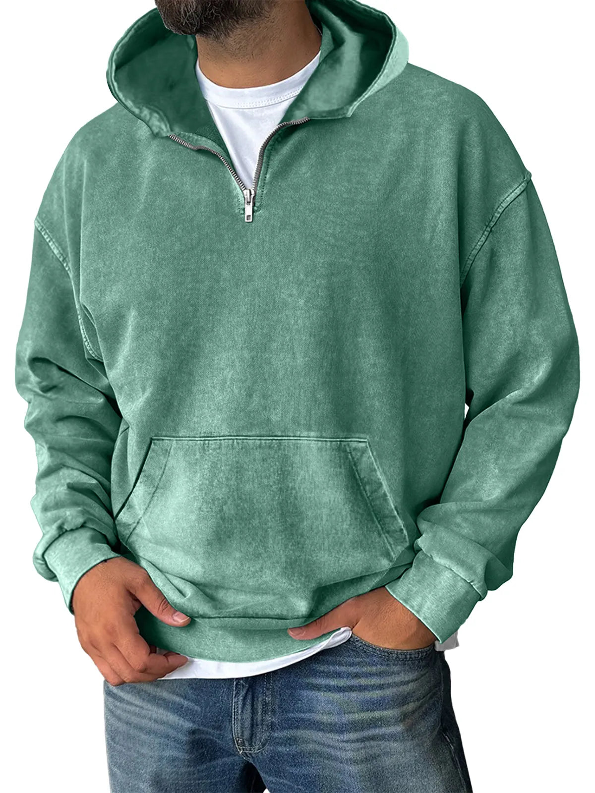 Men's Casual Zipper Pocket Hooded Sweatshirt