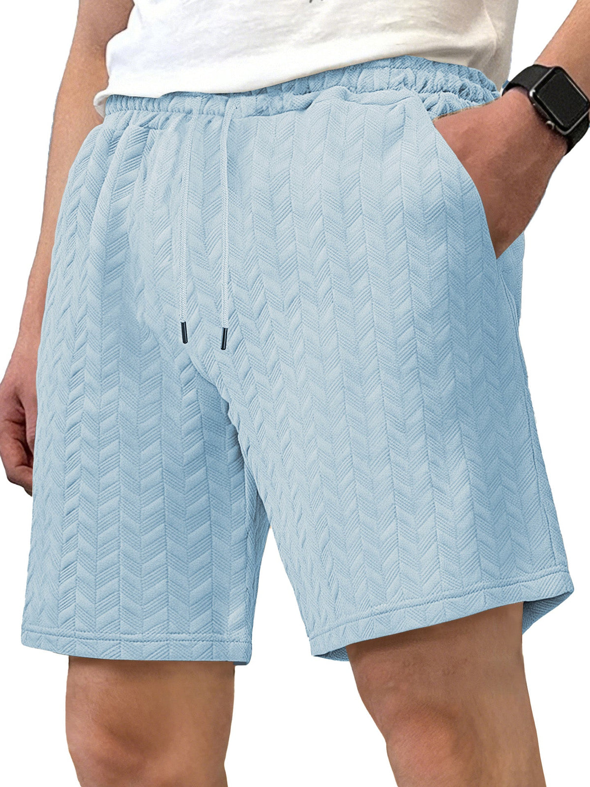 Men's Simple Solid Color Jacquard Texture Shorts