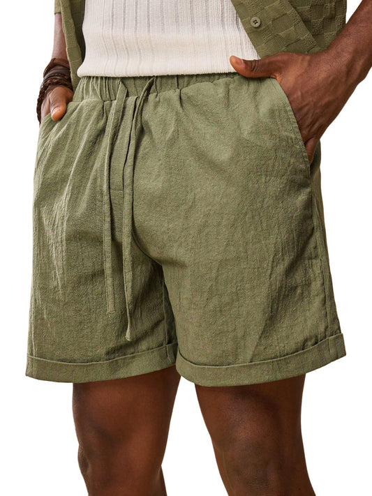 Men's Summer Daily Comfort Elastic Waist Casual Solid Color Shorts