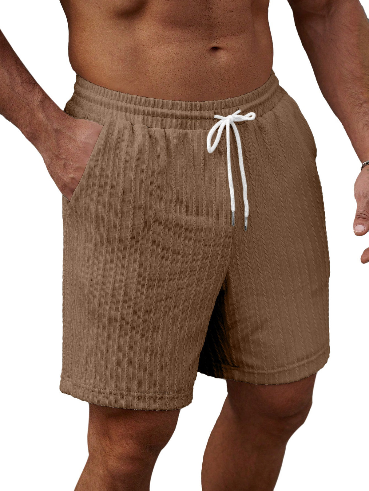 Men's Casual Solid Color Textured Loose Shorts