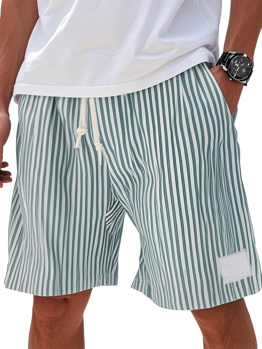 Mens Summer Stripe Logo Pocket Beach Casual Shorts