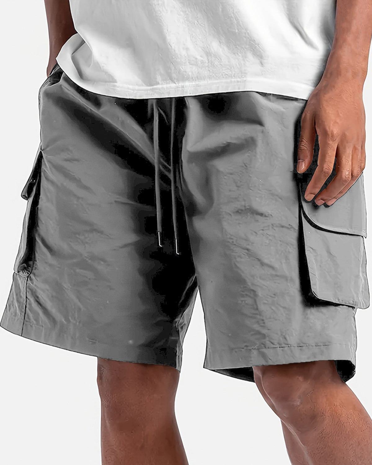 Men's Quick-drying Practical Multi-pocket Cargo Shorts Lace-up Casual Loose Shorts