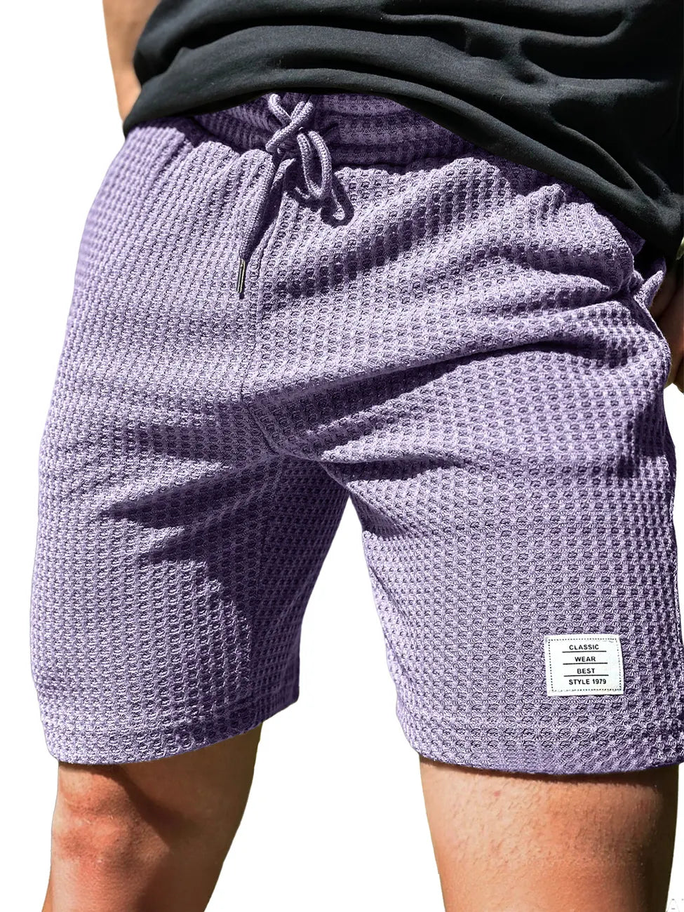 Men's Everyday Waffle Embroidered Logo Drawstring Casual Shorts