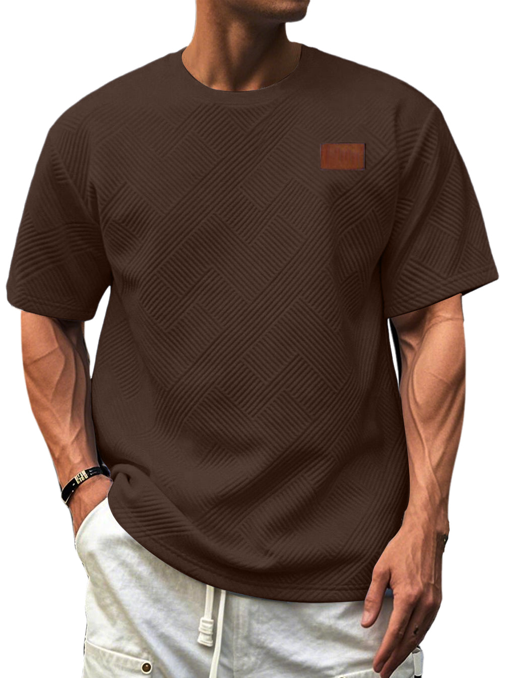 Men's Textured Casual Short-sleeved Top