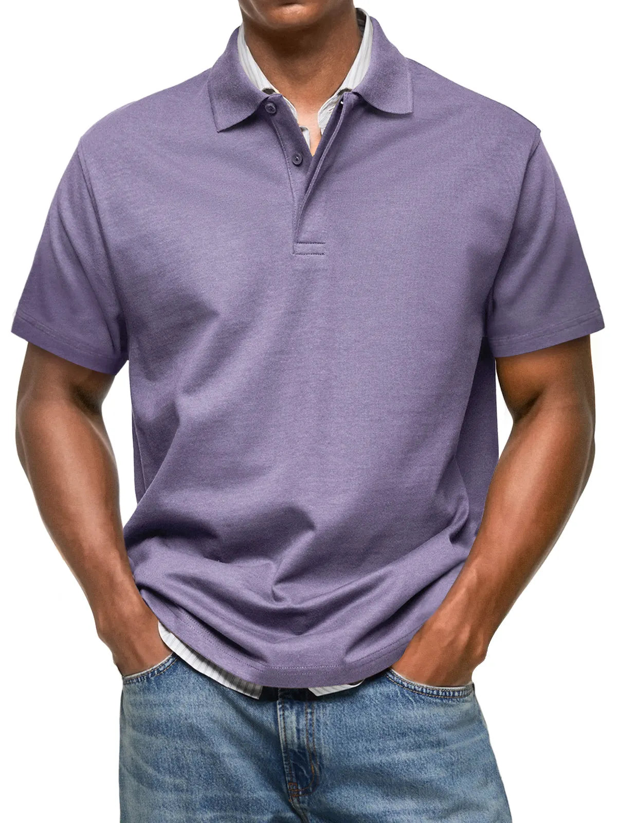 Men's Casual Everyday Lapel Button Up Comfortable Short Sleeve POLO Shirt