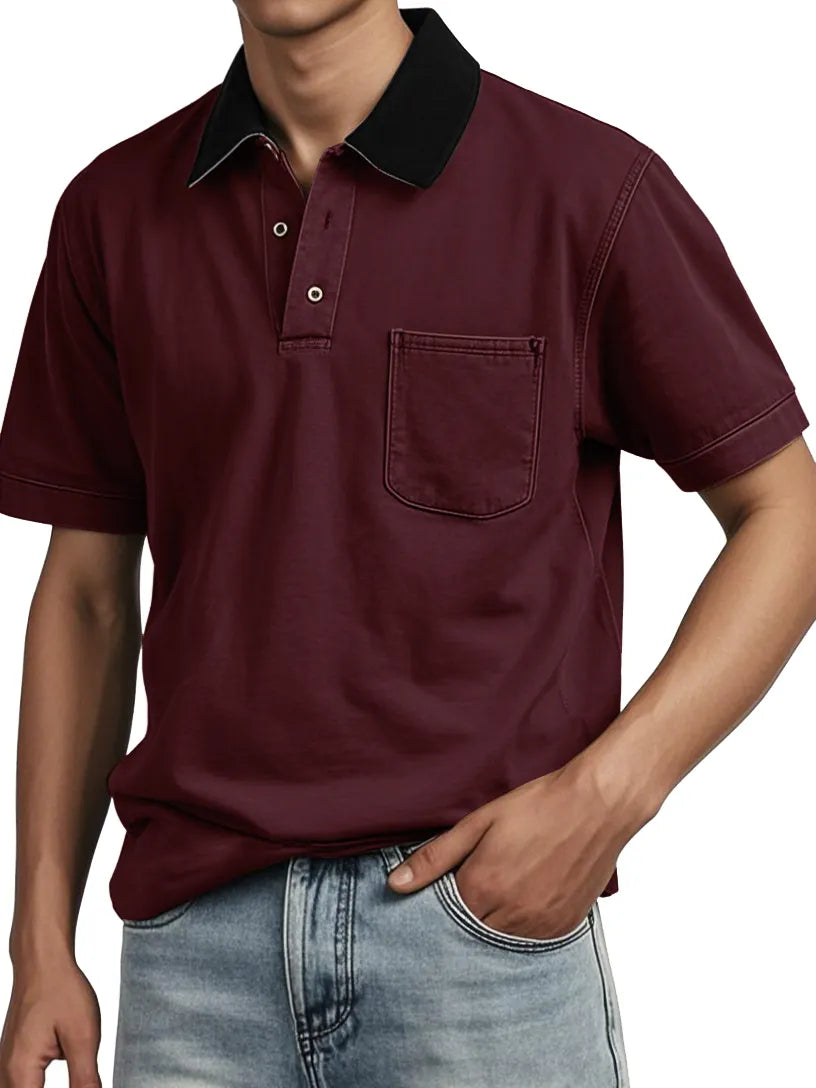 Men's Contrasting Detroit Lapel Workwear Polo