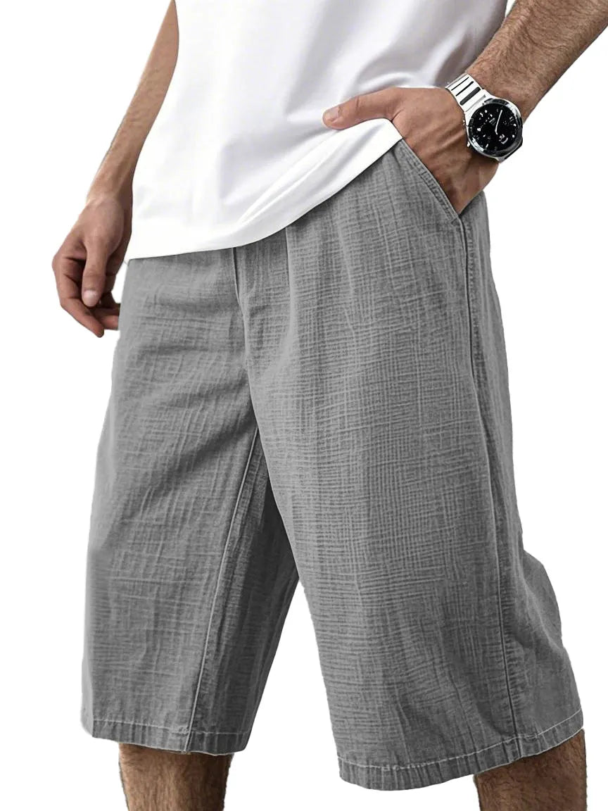 Men's Simple Solid Color Loose, Comfortable And Breathable Cropped Pants