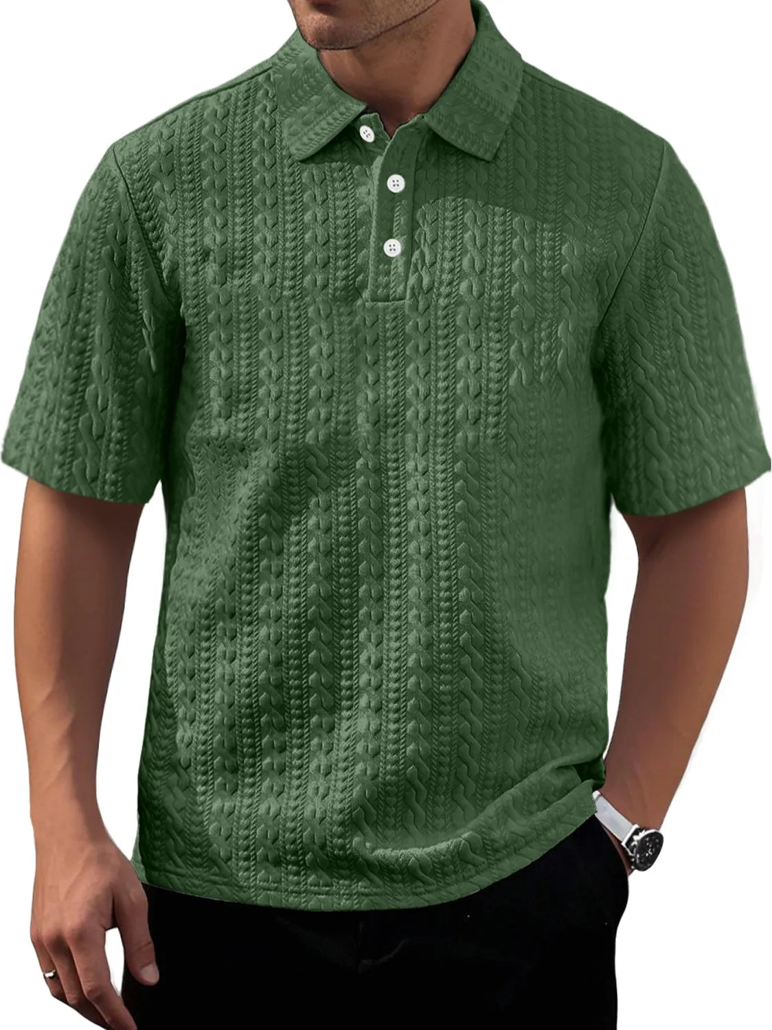 Men's Daily Texture Casual Lapel Comfortable Short-sleeved Polo Shirt