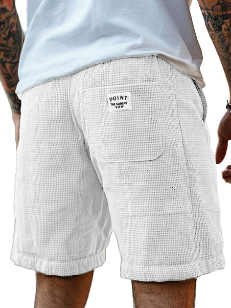 Men's Fashion Casual Waffle Fabric Logo Embroidered Shorts