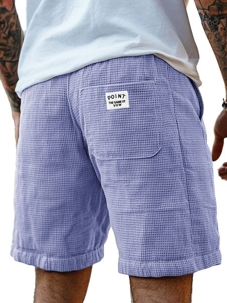 Men's Fashion Casual Waffle Fabric Logo Embroidered Shorts