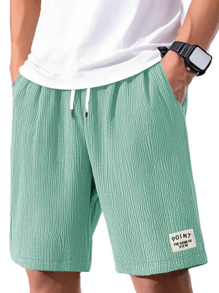 Men's Fashion Casual Short-sleeved Pleated Fabric Shorts