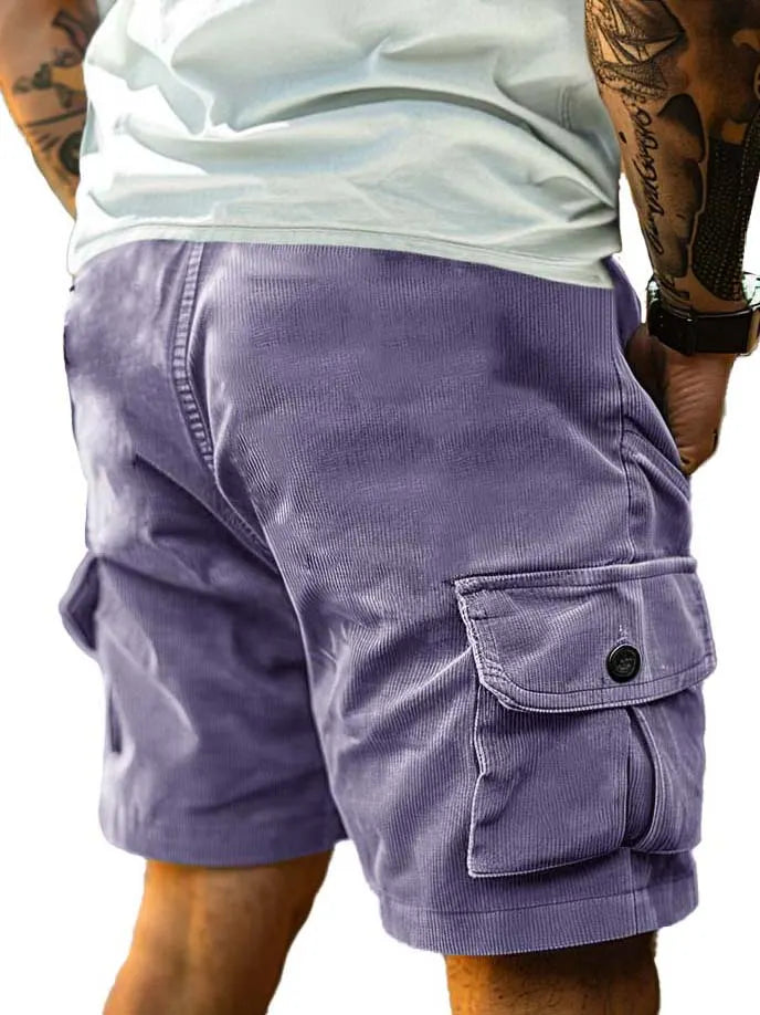 Men's Retro Workwear Stripe Fabric Pocket Shorts