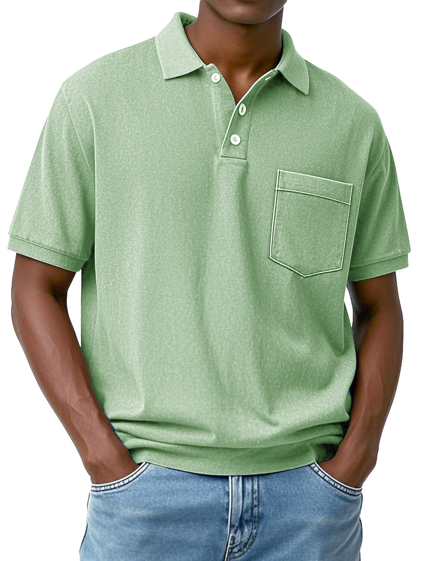 Men's Fashion Everyday Short-sleeved Lapel Pocket Polo Shirt