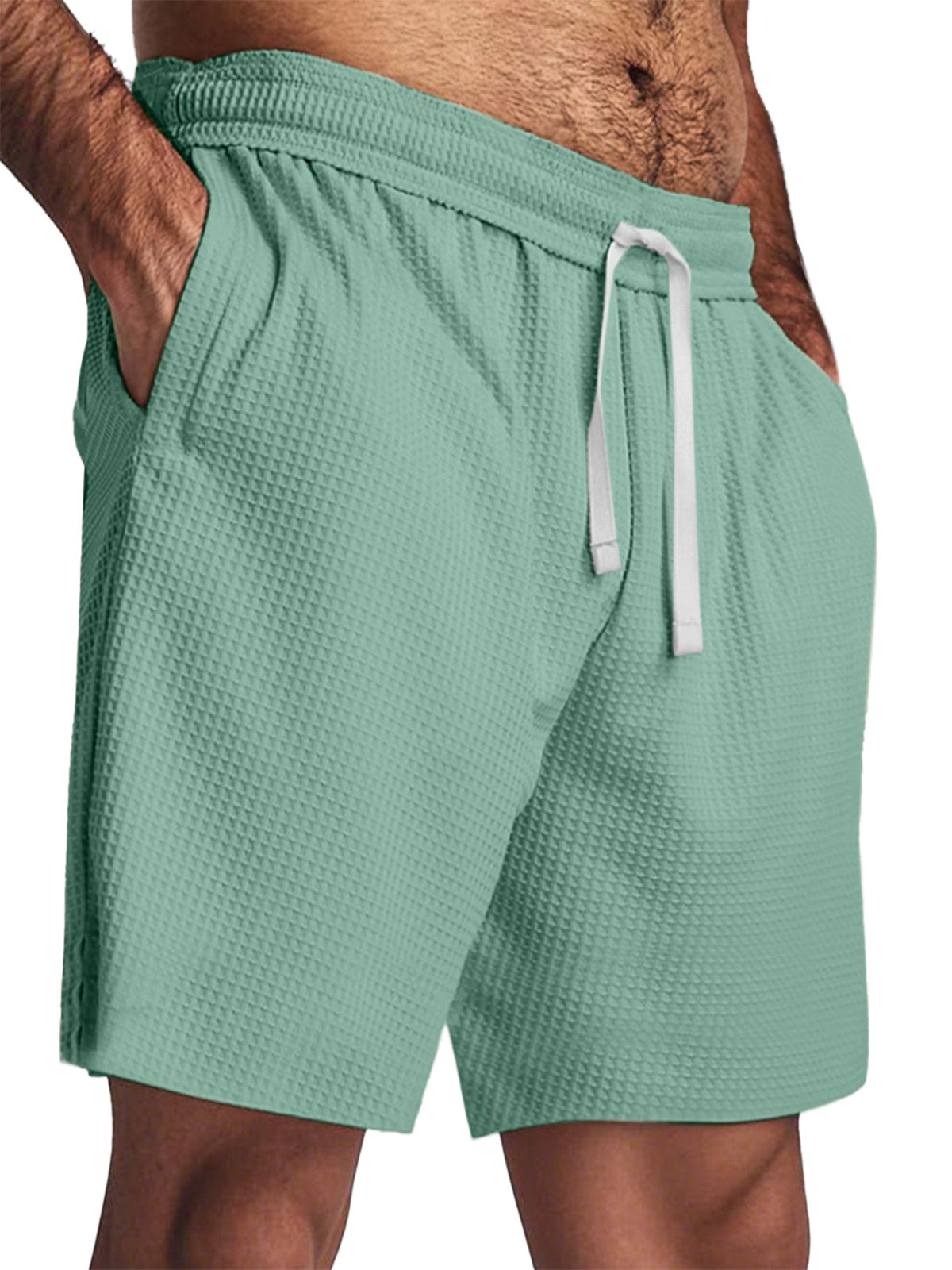 Men's Simple Everyday Waffle Texture Solid Color Shorts