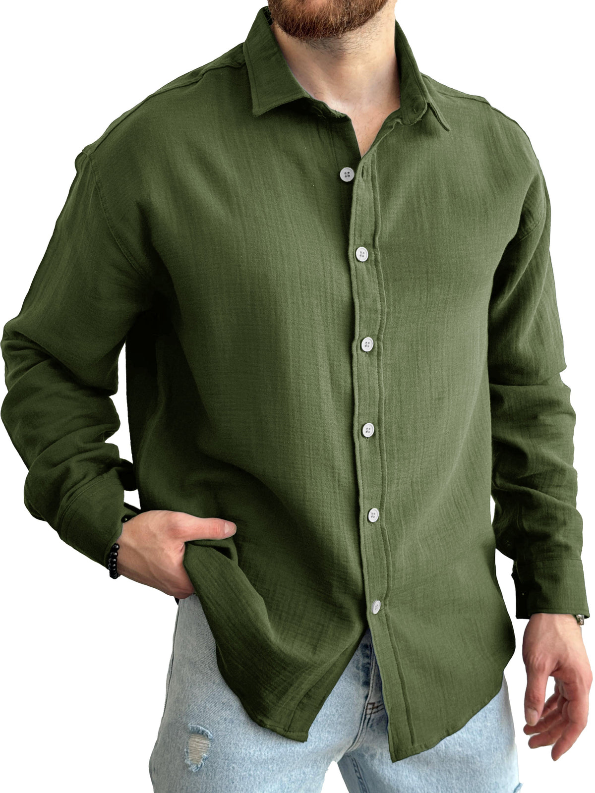 Men's Fashion Casual Lapel Long Sleeve Shirt