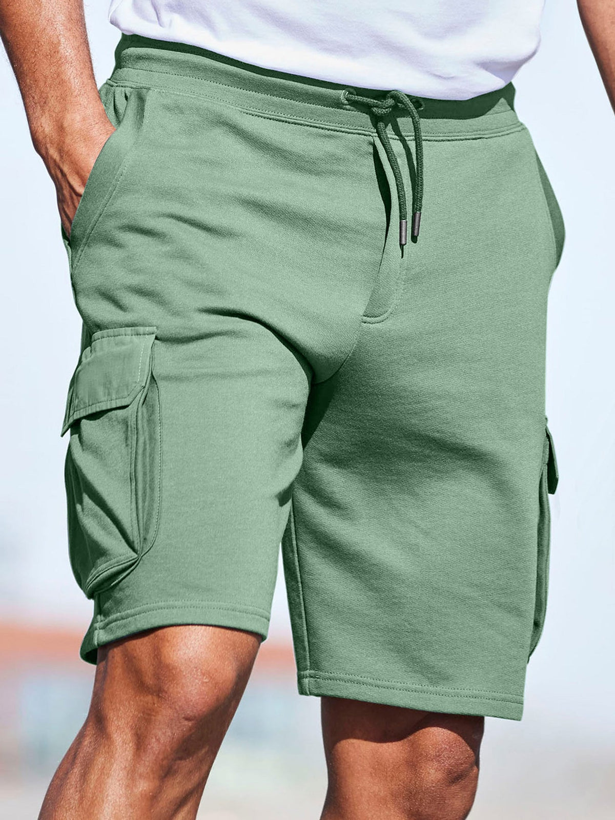 Men's Everyday Multi-Pocket Drawstring Solid Color Comfort Shorts