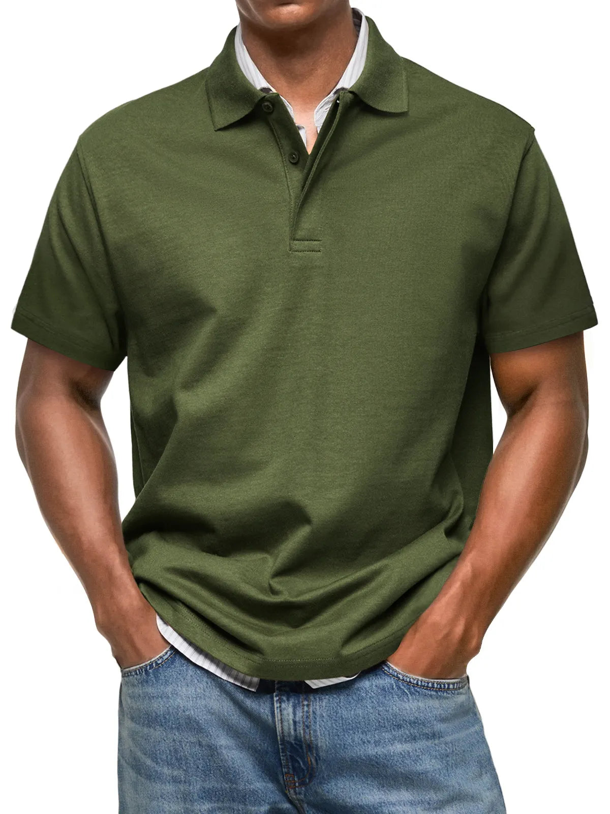 Men's Casual Everyday Lapel Button Up Comfortable Short Sleeve POLO Shirt