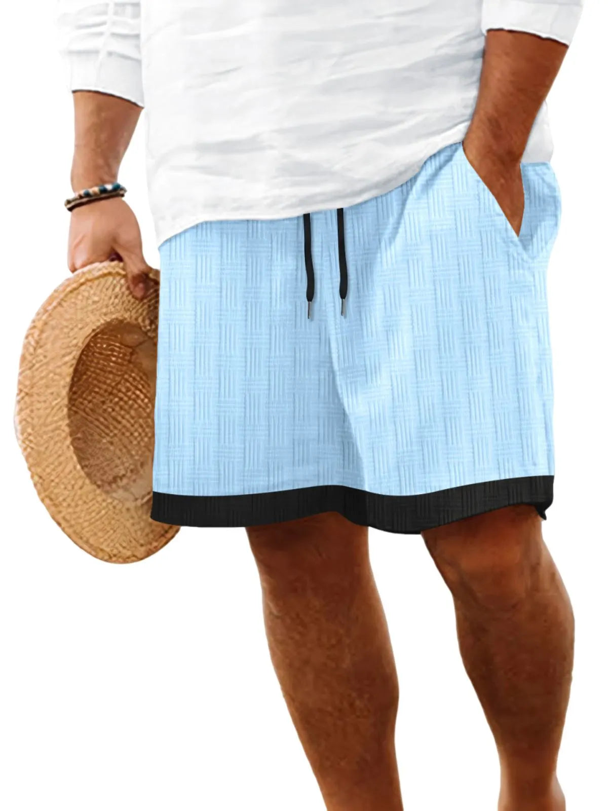 Men's Beach Texture Jacquard Casual Lace-Up Shorts