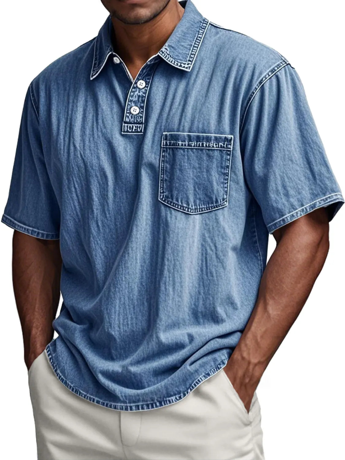 Men's Retro Everyday Casual Pocket Lapel Short-sleeved Polo Shirt