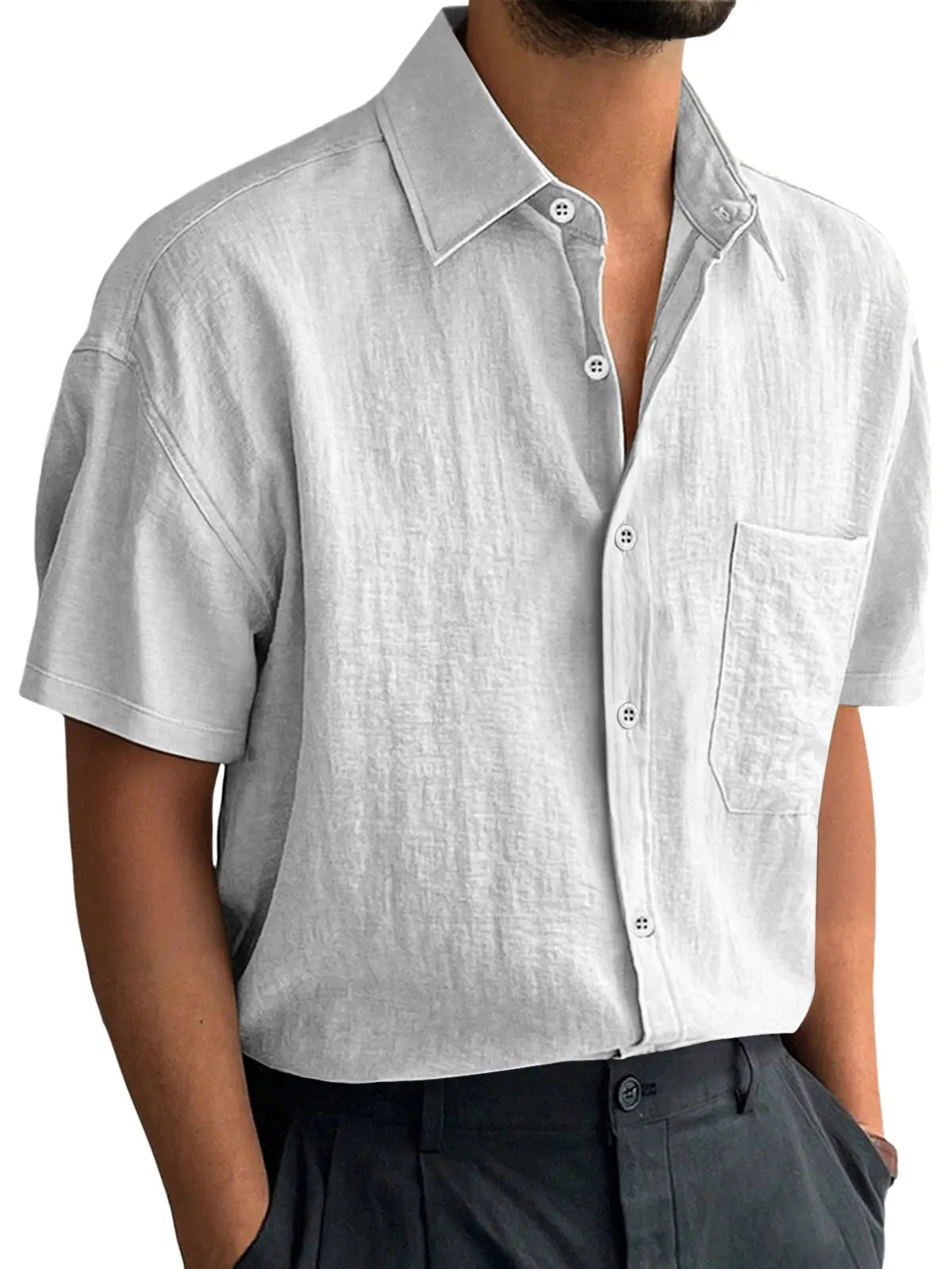 Men's Everyday Casual Lapel Pocket Comfort Short Sleeve Shirt
