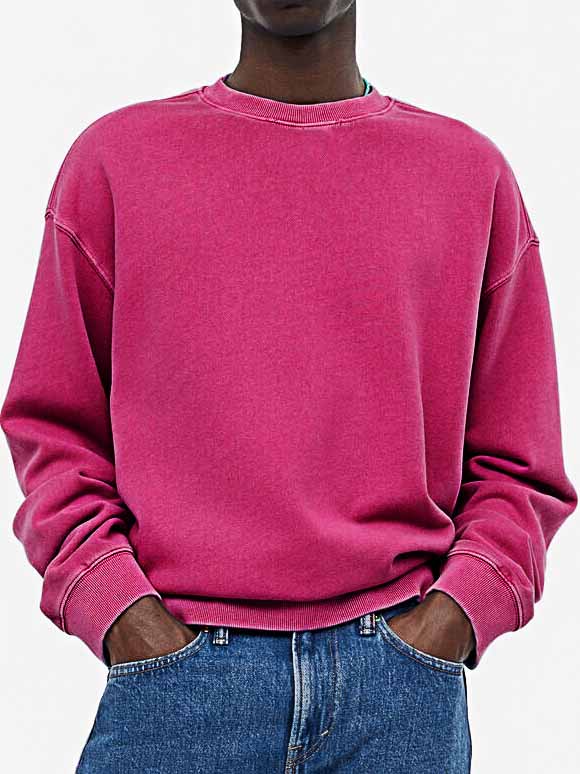 Men's Fashionable Casual Distressed Washed Long-sleeved Crew Neck Sweatshirt