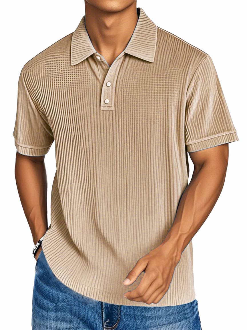 Men's Fashion Casual Textured Fabric Short-sleeved Polo Shirt