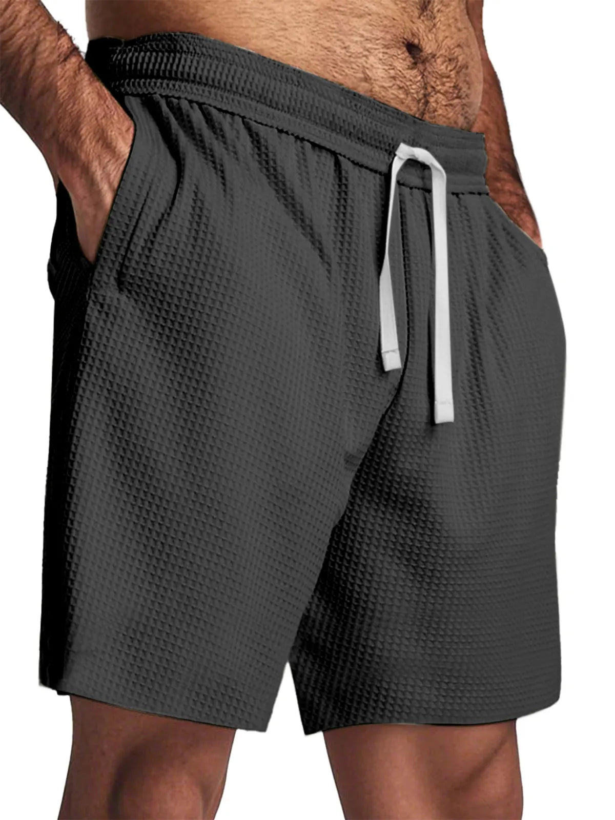 Men's Simple Everyday Waffle Texture Solid Color Shorts