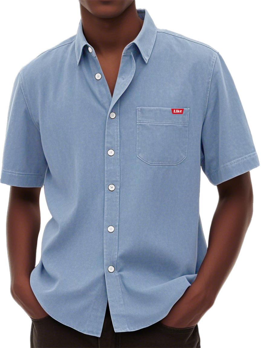 Men's Washed And Distressed Retro Fashion Casual Versatile Shirt
