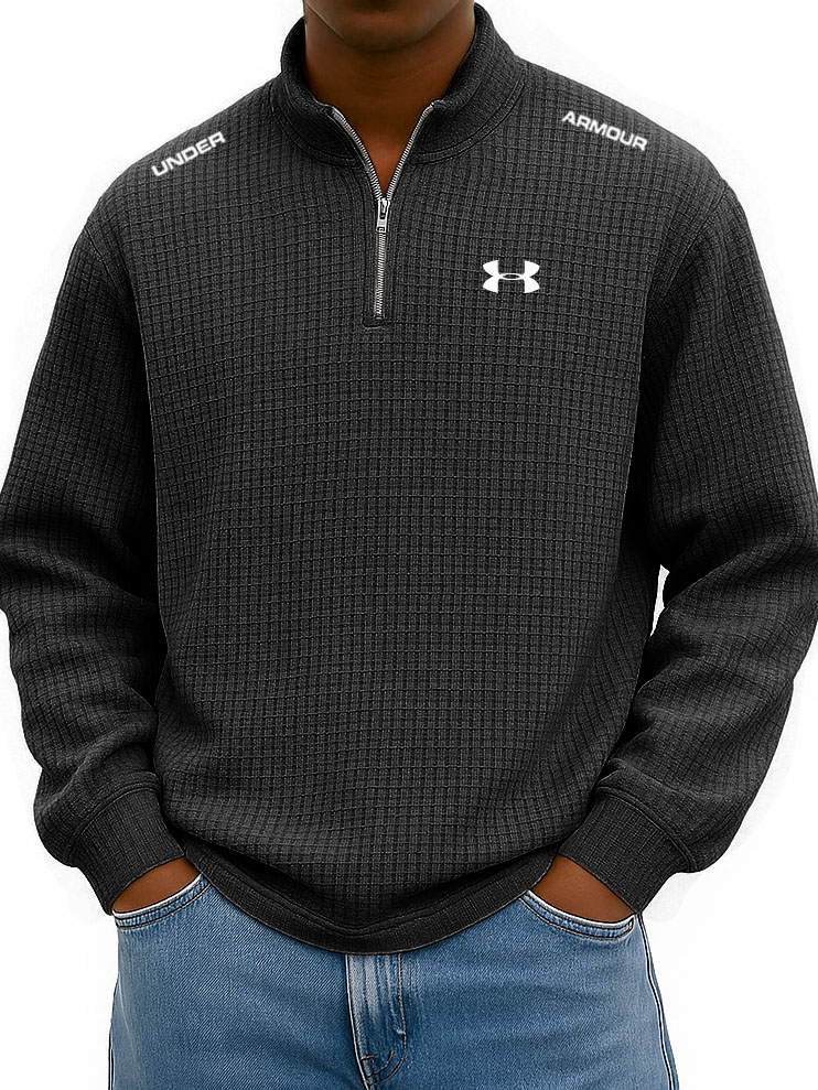 BESTSELLER🔥 Men’s Rib-Cuff Quarter-Zip Top – Cozy Waffle Texture, Everyday Casual Fit