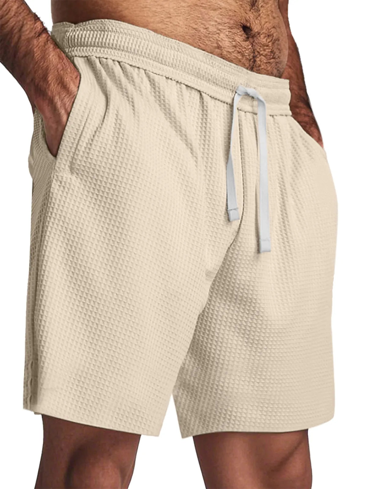 Men's Simple Everyday Waffle Texture Solid Color Shorts
