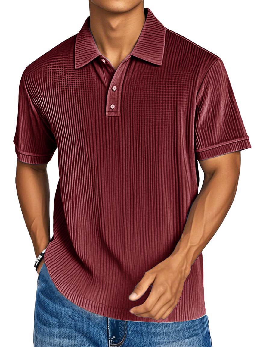 Men's Fashion Casual Textured Fabric Short-sleeved Polo Shirt